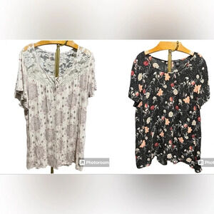 TORRID ~ Bundle of Two Business Casual Tops Floral Boho Lace Super Soft Knits